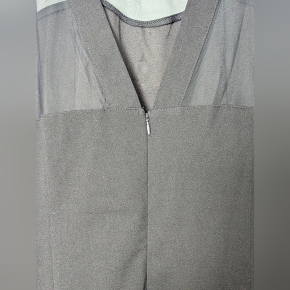 BloomChic Illusion Yoke Crepe Sheath Black Dress Gothic Chic LBD Cocktail - Picture 6 of 10